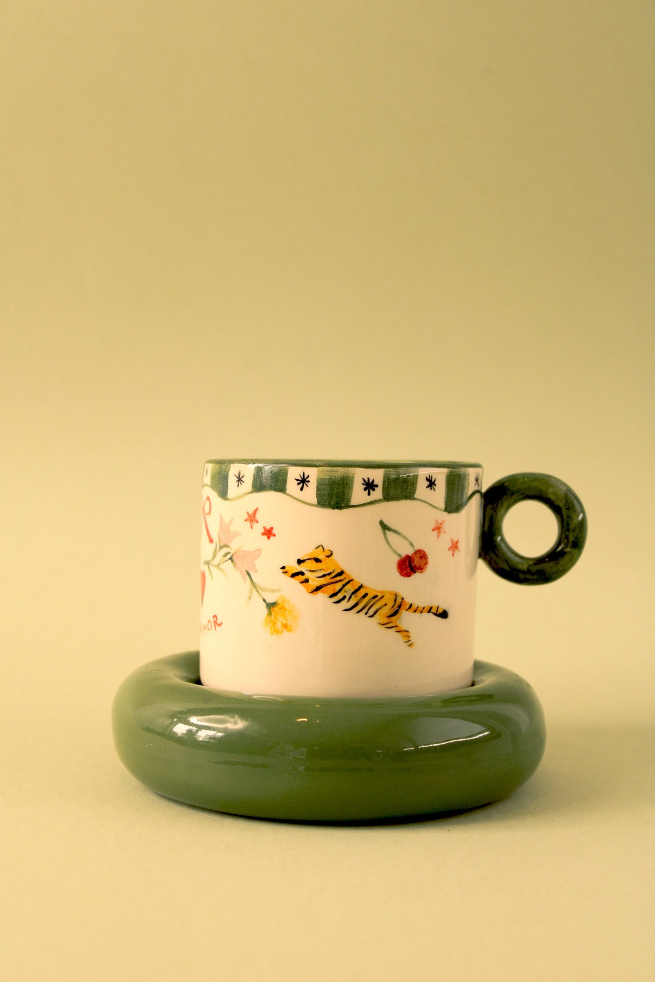 Pocillo “El Amor” con plato verde