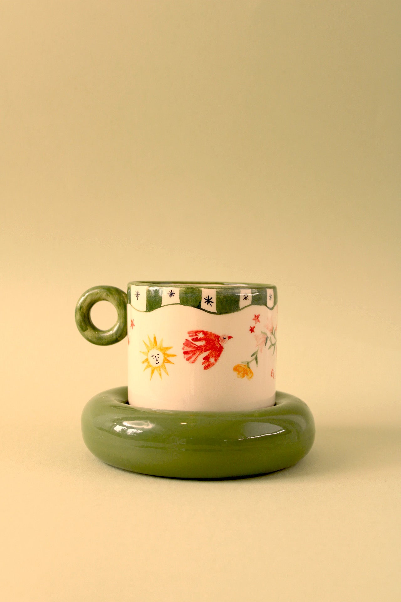 Pocillo “El Amor” con plato verde