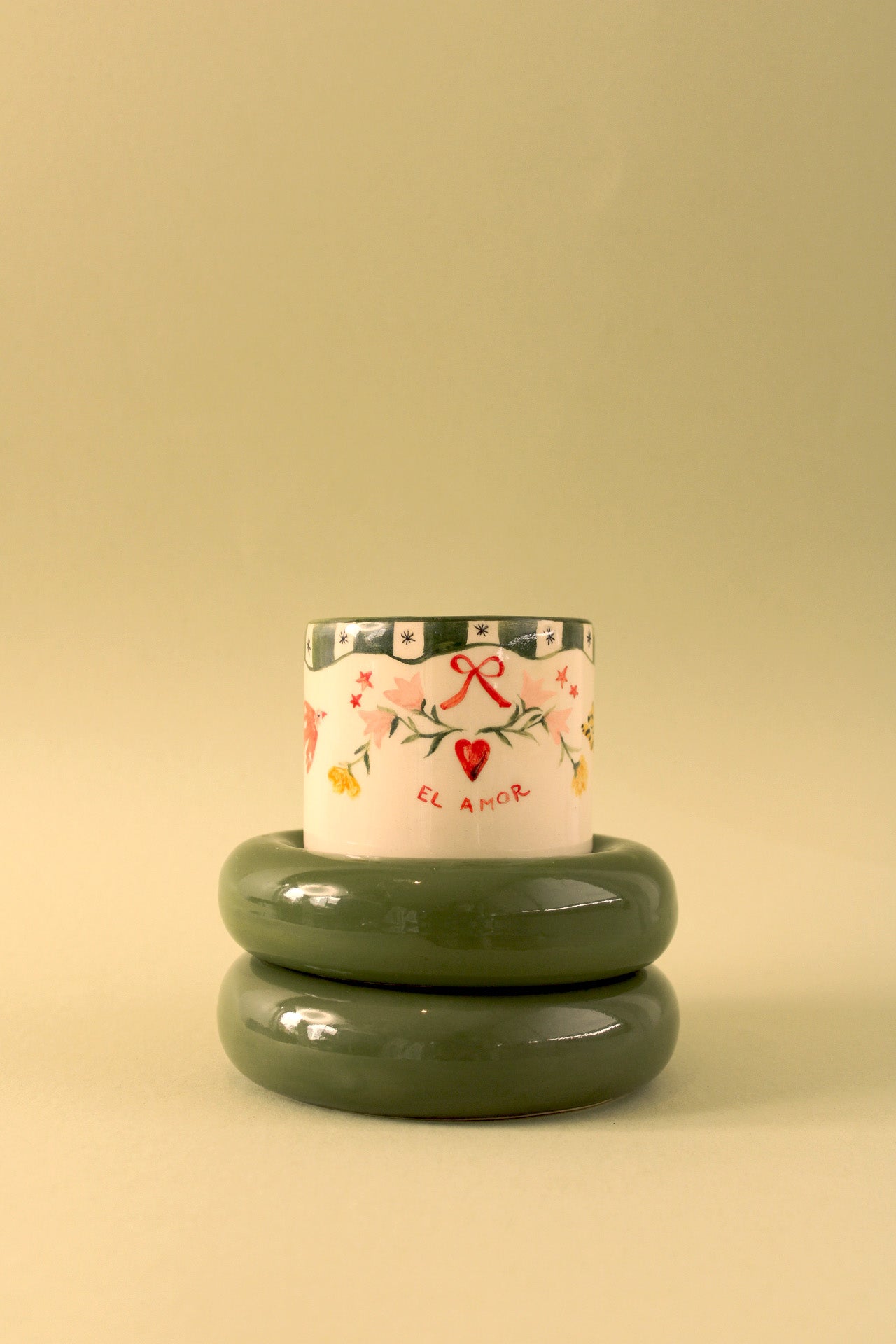 Pocillo “El Amor” con plato verde