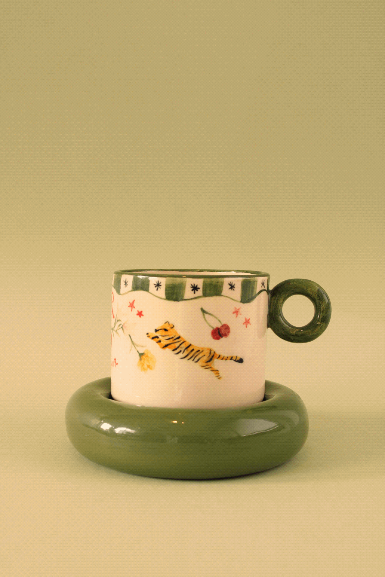 Pocillo “El Amor” con plato verde